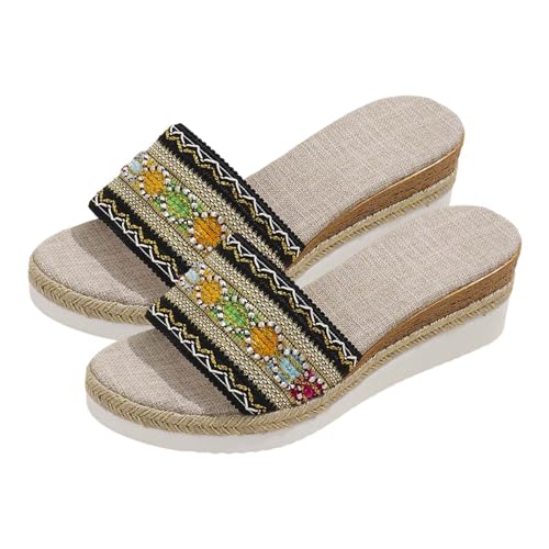 YIzdegg Flache Sandaletten, Rutschfest Open Toe Sandalen Mit Dicken Sohlen Sommer Strandschuhe Flip Flops Elegante MäDchen Strandschuhe Bohemian OrthopäDische Hausschuhe Sandalen & Slides FüR Damen von YIzdegg