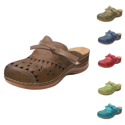 YIzdegg Geschlossene Damen Römersandalen Slippers Mesh Leder Pantoletten Plateau Sandalen Atmungsaktive Bequeme Hausschuhe Rutschfest Sommerschuhe Absatz Schlappen Weich Strandschuhe YIzdegg Geschlossene Damen Römersandalen Slippers Mesh Leder Pantoletten Plateau Sandalen Atmungsaktive Bequeme Hausschuhe Rutschfest Sommerschuhe Absatz Schlappen Weich Strandschuhe von YIzdegg