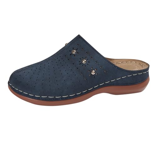 YIzdegg Geschlossene Damen Slippers Mesh Leder Pantoletten Plateau Sandalen Atmungsaktive Bequeme Hausschuhe Rutschfest Sommerschuhe Absatz Schlappen Weich Komfort Freizeitschuhe von YIzdegg