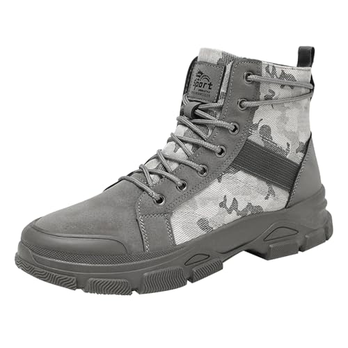YIzdegg Herren Frühling und Große Größe Mid Top Arbeitskleidung Atmungsaktiv Vielseitig Camouflage rutschfest Trendy Sport Freizeitschuhe Bequeme Schuhe Herren Winter (Grey, 42) von YIzdegg
