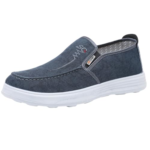 YIzdegg Men's Casual Shoes Spring Summer and Autumn New Canvas Breathable Single Shoes Lightweight Work Commuting Casual Shoes Schuhe Für Herren Ohne Schnürsenkel (Blue, 39) von YIzdegg
