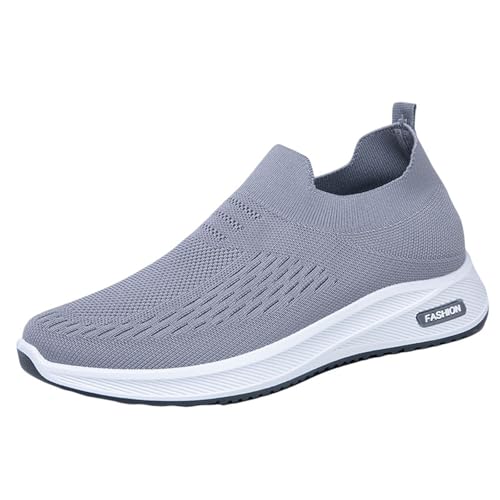 YIzdegg Men's Casual Shoes Spring Summer and Autumn New Mesh Breathable Flying Woven Single Shoes Men's Running Sports Casual Shoes Compatible with Motorrad Schuhe Herren 43 (Grey, 41) von YIzdegg