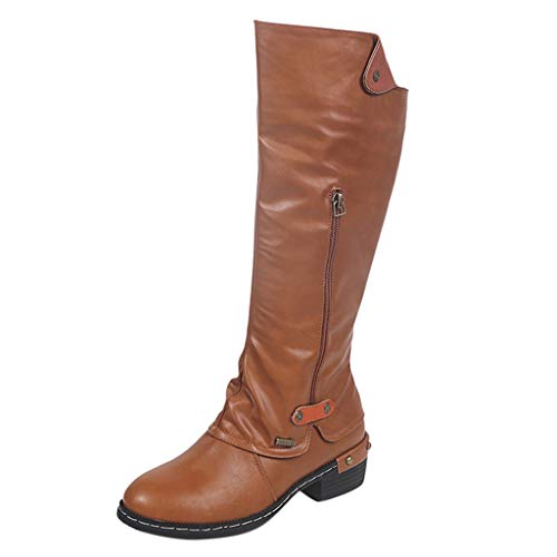 YIzdegg Overknee Stiefel Damen Warme Winterstiefel Mit Blockabsatz Langschaft Stiefel Flach Casual Langschaftstiefel Reißverschluss Klassisch Westernstiefel Elegant Winterschuhe von YIzdegg