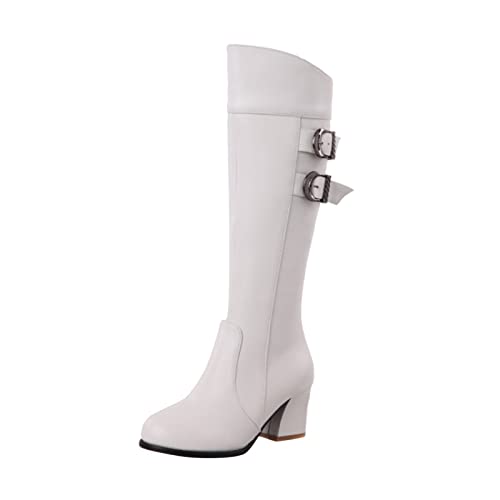 YIzdegg Overknees Stiefel Damen Kniehohe Stiefel Damne Mit Blockabsatz Rundzehe Lederstiefel Hohe Kniestiefel Mit Reißverschluss Langschaftstiefel Elegant Bequem Winterstiefel Leder Damenstiefel von YIzdegg