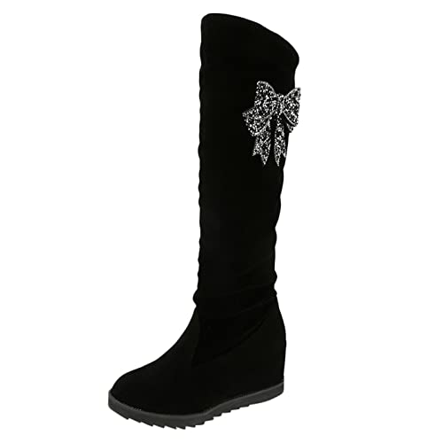 YIzdegg Overknees Stiefel Damen Mit Keilabsatz, Bequem Wildleder Damenschuhe, Winter Warme Reitstiefel, Langschaft Kniehohe Stiefel, Lightweight Lässiger Winterstiefel, Hohe Schlupfstiefel von YIzdegg