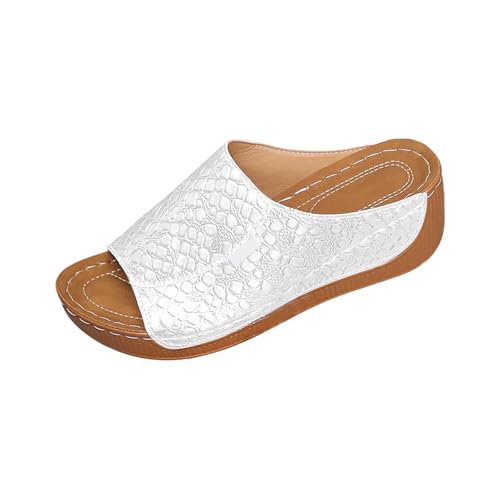 YIzdegg Pantoletten Damen Fußgewölbe Hausschuhe Orthopädische Sandalen Rutschfest Keilsandalen Bohemian Strandschuhe Sommer Elegant Absatzschuhe Leicht Schlappen Freizeit Outdoorsandale von YIzdegg