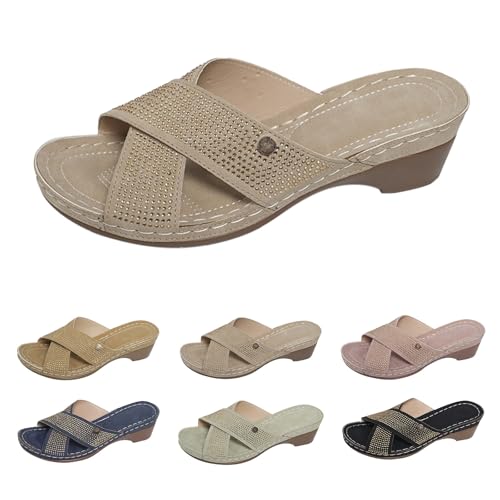 YIzdegg Pantoletten Damen Sommer Sandalen Mit Keilabsatz Absatzschuhe Freizeit Strand Schuhe Hausschuhe Leicht Bequeme Outdoorsandale Offene Damensandalen Atmungsaktiv Hausschuhe von YIzdegg