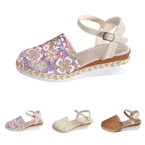 YIzdegg Sandalen Damen Espadrilles Plateau Wedges Geschlossene Sandaletten Vermascht Orthopädische Atmungsaktive Sommerschuhe Bequeme Pantoletten Verstellbarer Rieme Outdoorsandale von YIzdegg