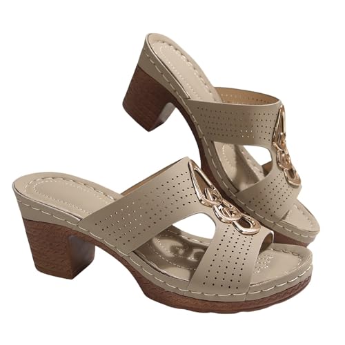 YIzdegg Sandalen Damen Mit Absatz - Breite Füße Sandaletten Elegant Sommerschuhe Mit Blumen Bequem Offene Zeh Schuhe Damensandalen Festliche Damenschuhe Sommer Hausschuhe Outdoorsandale von YIzdegg
