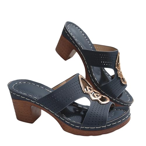YIzdegg Sandalen Damen Mit Absatz - Breite Füße Sandaletten Elegant Sommerschuhe Mit Blumen Bequem Offene Zeh Schuhe Damensandalen Festliche Damenschuhe Sommer Hausschuhe Outdoorsandale von YIzdegg