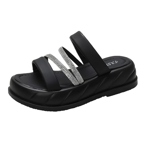 YIzdegg Sandalen Damen Schwarz, Sandalen Mit Dicken Sohlen Flip Flops Damen Elegant OrthopäDische Hausschuhe Damen-Zehentrenner Sandalen MäDchen Slippers Women Sport Sandalen Leichte Damen Schuhe von YIzdegg