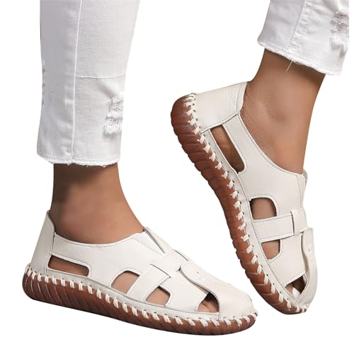 YIzdegg Sandaletten Damen Weiß Flach Damen Sandalen Bequem Strandsandalen Damen Weiche Sohlen FüR Schuhe SchöNe Sandalen Leicht Luftige Freizeitschuhe Walkong Schuhe OrthopäDische Schuhe GroßE GrößEn von YIzdegg