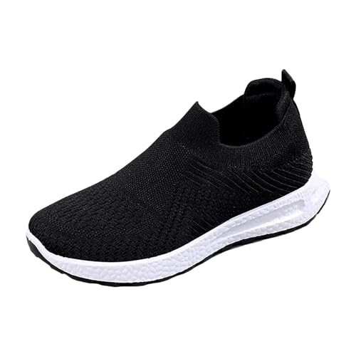 YIzdegg Sneaker Damen atmungsaktiv Schwarz Bequem Sportschuhe Turnschuhe Leicht Laufschuhe Mesh Freizeitschuhe Straßenlaufschuhe Ohne Schnürsenkel Outdoorschuhe Schlupfschuhe Slip On von YIzdegg