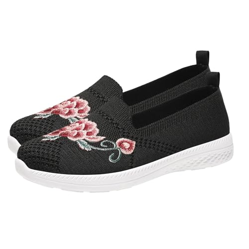 YIzdegg Sommerschuhe Damen Elegant Flach Mit Blumenmuster Freizeitschuhe Kinder MäDchen Brautschuhe Bequem Outdoor Schuhe Damen Strandschuhe Damen 39 Leichte Schuhe Turnschuhe Slip On Sneaker von YIzdegg