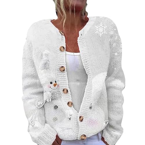 YIzdegg Strickjacke Damen Blau Gestreift - Dicke Wickelpullover Warm Weihnachtsstrickjacken Frauen Strickpulli Mit KnöPfen Strickmantel V-Ausschnitt Cardigan Eleganter Pullover Blumenmuster Mantel von YIzdegg