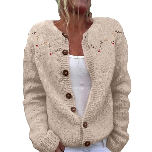 YIzdegg Strickjacke Damen Blau Gestreift - Dicke Wickelpullover Warm Weihnachtsstrickjacken Frauen Strickpulli Mit KnöPfen Strickmantel V-Ausschnitt Cardigan Eleganter Pullover Blumenmuster Mantel von YIzdegg