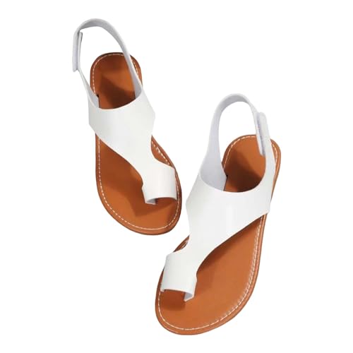 YIzdegg Weisse Sandalen Damen Sommer Zehentrenner Damen Flip Flops Elegant Open Toe Leicht Outdoorsandale Bequeme Sandalen OrthopäDische Sandalen FüR Atmungsaktive Barfuß Halbschuhe Breite FüßE von YIzdegg