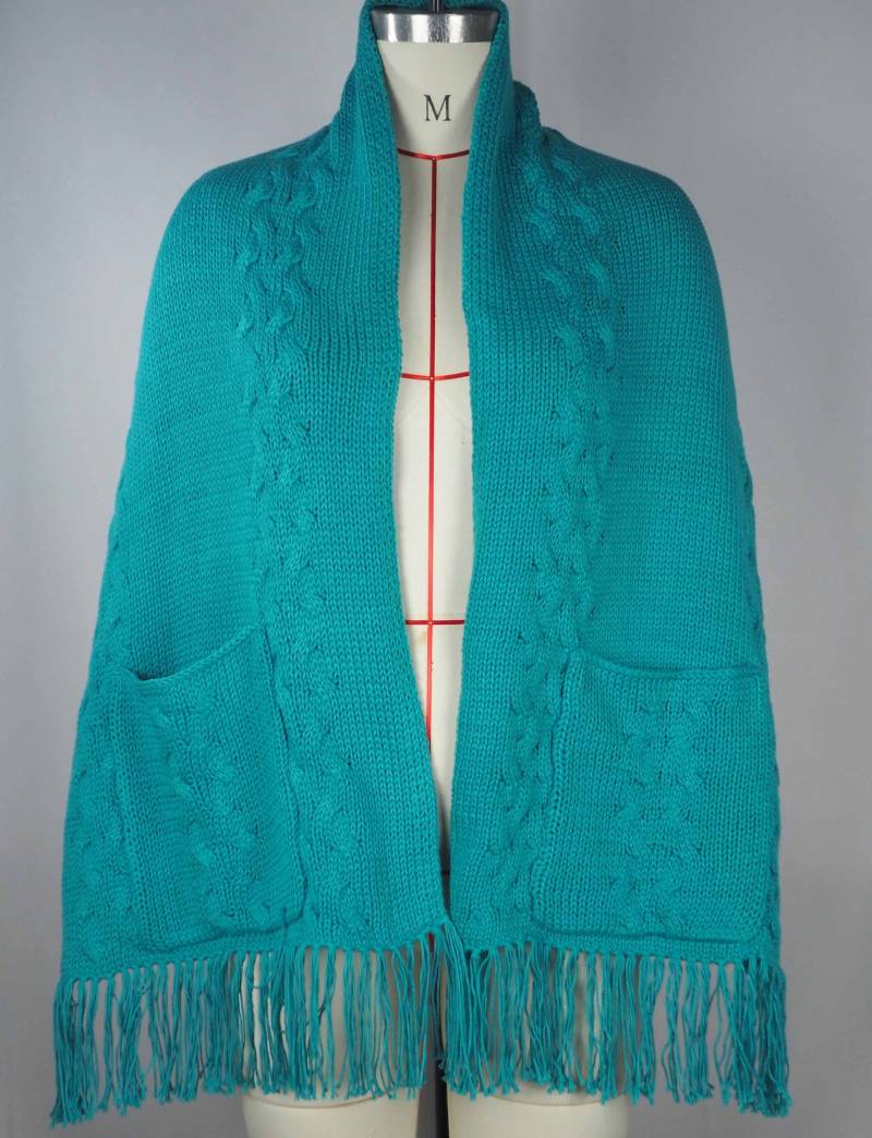 stola Mit Taschen, Gestrickte Taschen Und Fransen, Damen Boho von YJApparel