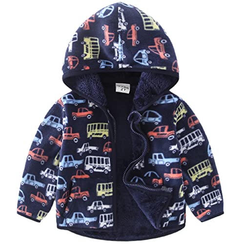 YJBQ Hochwertige Kinder Fleecejacke mit Kapuze und Reißverschluss für Jungen Mädchen Baby Mantel Warme und dicke Oberbekleidung für Herbst Winter Frühling 1-6 Jahre(Blau, 5-6 Jahre) von YJBQ