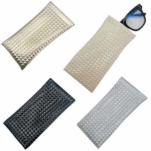 YJFY 4Stück Brillenetui Weich Brillenhülle Brillentasche Sonnenbrillen Etui Verschiedene Farbkombinationen für Brillen, Sonnenbrillen, Taschengeld, Schlüssel (Gold, Silber, Schwarz und Beige.) von YJFY