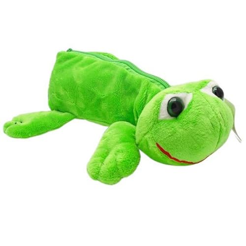 YJHLY Federmäppchen, niedliches Plüsch-Waldtier-Federmäppchen, Löwe, Affe, Elefant, Schreibwaren, Aufbewahrungstasche für Kinder, tolles Geschenk, Federmäppchen, Frosch von YJHLY