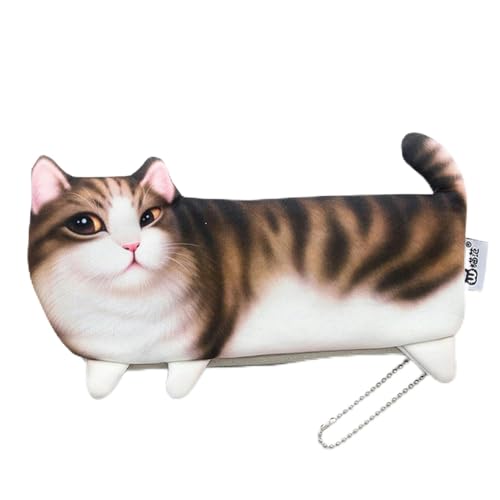 YJHLY Federmäppchen mit Cartoon-Motiv, 3D-Katzen-Federmäppchen, weiches Tuch, Schule, Schreibwaren, Stiftetasche, Geschenk für Mädchen, Jungen, Studenten, B, A von YJHLY