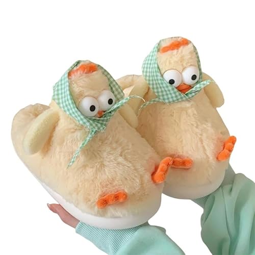 YJHLY Hausschuhe Plüsch Niedliche Cartoon Hühner -Baumwollschuhe Für Frauen Winter Internet Promi Hausschuhe Haushaltsrutsche-Milk Breathing-40-41 von YJHLY