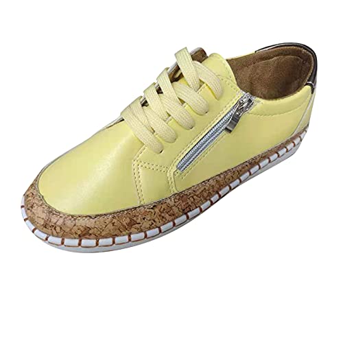 Atmungsaktiv Sneaker Mit Glitzer Damen High Heels Sneaker Damen Neon Sneaker Damen Sneaker RosaKeil Sneaker Damen Gelb Cab Damen Sneaker Mit Absatz Damen Grau 1419 Gelb 41 von YJING