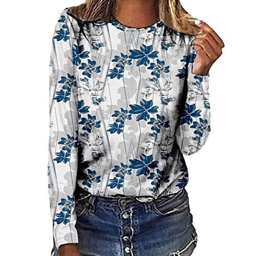 Damen Rose Batterfly Prints O-Ausschnitt Langarm Shirt Tops Bluse Weihnachtsdeko Amerikanisch von YJING