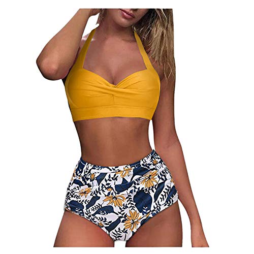 YJING Badeanzug Damen Bauchweg Badeanzug Damen Bauchweg GroßE GrößE Badeanzug Damen Sexy Borat Badeanzug Damen Figurformend Badeanzug Damen Sport Badeanzug FüR Mollige 281 Gelb XXL von YJING