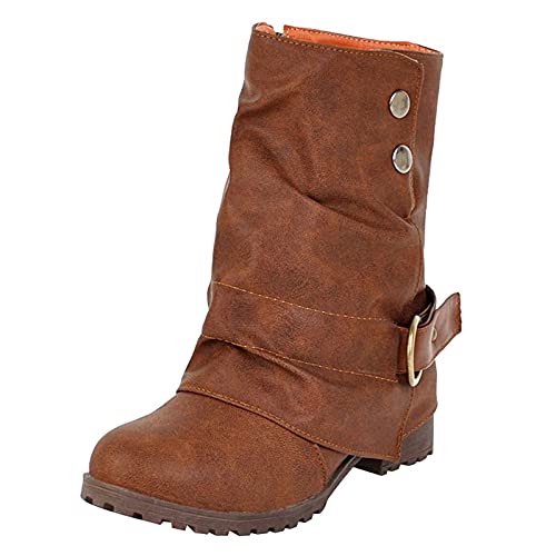 YJING GrüNe Stiefeletten Damen Art Stiefeletten FüR Damen Stiefeletten Boots Damen Chelsea Boots Damen Braun Boots Damen Westernreit #A0831514 Braun 42 von YJING