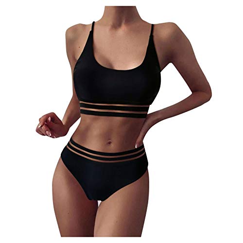 YJING Sexy Gepolstert High Neck Bikini Hotpants Damen Schwarzer Bikini Brasilianische Bikini Bandeau Bikini Push Up Bikini Xs Bikini MäDchen Ausgefallene Bikinis 492 01 Schwarz L von YJING