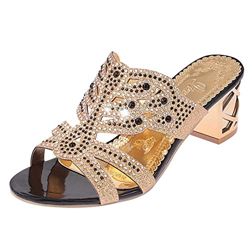 YJLX OrthopäDische Sandalen Mit Keilabsatz, Glitzer Keilsandalen Pantoletten Sommerschuhe Elegant Damenschuhe FrüHjahr Sommer 2022 RöMer Sandalen Peeptoes Keilabsatz Sandaletten Slippers von YJLX
