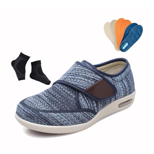 Atmungsaktive, Verstellbare Orthopädische Sommersandalen Aus Mesh Für Diabetiker Für Herren, Rutschfeste Fußvergrößernde Und Ödemhemmende Sneaker, Geschwollene Füße Und Plantarfasziitis(Light Blue,41 von YJMZDZQ