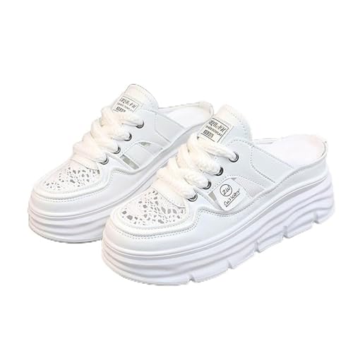 Damen-Plateau-Sandalen Mit Keilabsatz, Lässige Riemchensandalen Mit Geschlossener Zehenpartie Und Atmungsaktivem Keilabsatz, Modische Rutschfeste Und Leichte Outdoor-Schuhe Passend(White,42 EU) von YJMZDZQ