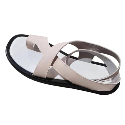 Damen-Sandalen Niedrigem Keilabsatz, Modische Sandalen Mit Offenem Zehenbereich Verstellbarer Schnalle Und Riemchensandalen Mit Niedrigem Keilabsatz Zur Behandlung Von Ballenzehen(Apricot,43 EU) von YJMZDZQ