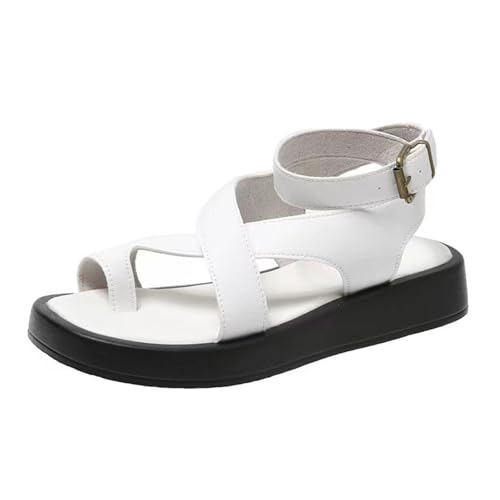 Damen-Sandalen Niedrigem Keilabsatz, Modische Sandalen Mit Offenem Zehenbereich Verstellbarer Schnalle Und Riemchensandalen Mit Niedrigem Keilabsatz Zur Behandlung Von Ballenzehen(White,38 EU) von YJMZDZQ