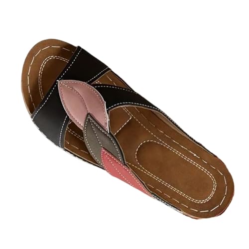 Damen Sommer-Sandalen Mit Offener Zehenpartie Blockabsatz Und Überkreuzten Riemchen Slip-On Und Keilabsatz, Bequeme Elegante Atmungsaktive Strandsandalen Für Den Sommer, Für Familie(Black,38 EU) von YJMZDZQ