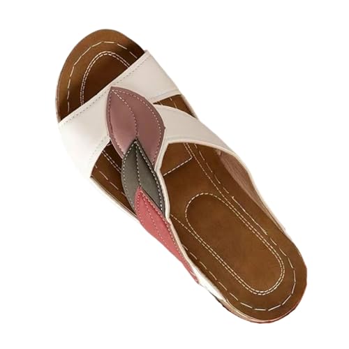 Damen Sommer-Sandalen Mit Offener Zehenpartie Blockabsatz Und Überkreuzten Riemchen Slip-On Und Keilabsatz, Bequeme Elegante Atmungsaktive Strandsandalen Für Den Sommer, Für Familie(White,40 EU) von YJMZDZQ