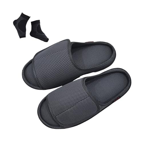 Diabetiker-Hausschuhe Für Herren, Herren-Sommer-Slipper Mit Offener Zehenpartie Atmungsaktiv Verstellbar Diabetiker-Sandalen, Einfaches An- Und Ausziehen Sandalen Für Geschwollene Ödeme(Gris,43 EU) von YJMZDZQ