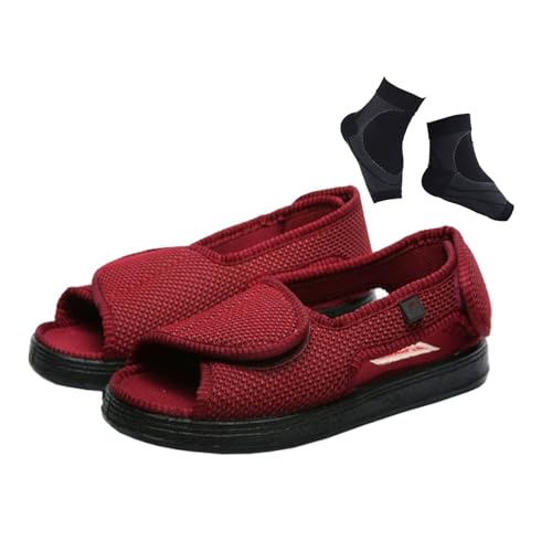 Diabetiker-Schuhe Für Geschwollene Füße Bei Ödemen, Herren-Sandalen Mit Offener Zehenpartie Atmungsaktivem Mesh Und Aussparungen Verstellbar Für Diabetiker, rutschfeste Weitende Schuhe(Red,47 EU) Diabetiker-Schuhe Für Geschwollene Füße Bei Ödemen, Herren-Sandalen Mit Offener Zehenpartie Atmungsaktivem Mesh Und Aussparungen Verstellbar Für Diabetiker, rutschfeste Weitende Schuhe(Red,47 EU) von YJMZDZQ