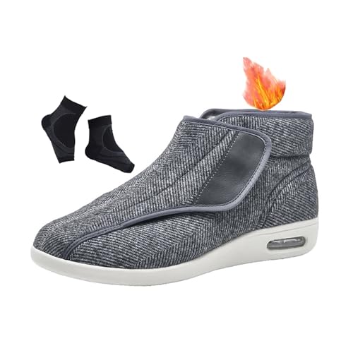Diabetiker-Winterstiefel Für Herren, Herren-Winterschuhe Mit Thermo-Fleece-Futter Verstellbar Hoher Schaft Diabetiker-Ödem-Schuhe, Bequeme Orthopädische Laufschuhe, Zur Linderung Älteren(Gris,49 EU) von YJMZDZQ