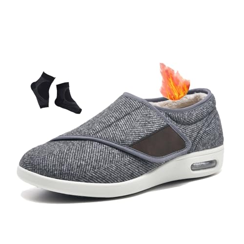 Diabetikerschuhe Für Herren, Herren-Diabetesschuhe Weit Warm Mit Thermo-Fleece Gefüttert Verstellbar, Sneaker Mit Breiter Sohle Für Senioren, Geeignet Geschwollene Füße Plantarfasziitis(A gray,42 EU) Diabetikerschuhe Für Herren, Herren-Diabetesschuhe Weit Warm Mit Thermo-Fleece Gefüttert Verstellbar, Sneaker Mit Breiter Sohle Für Senioren, Geeignet Geschwollene Füße Plantarfasziitis(A gray,42 EU) von YJMZDZQ