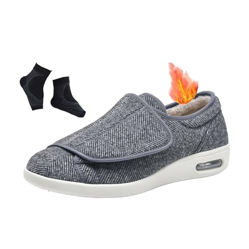 Diabetikerschuhe Für Herren Bei Ödemen, Winter-Diabetikerschuhe Mit Memory-Schaum-Futter Und Verstellbarer Passform Für Herren, Stilvolle Breite Rutschfeste Polsterung Orthopädisches(Gris,38 EU) von YJMZDZQ