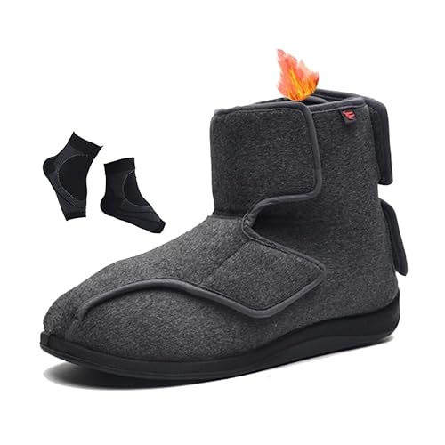 Extra Breite Diabetikerschuhe, Winter-Diabetikerschuhe Mit Fleecefutter Und Hohem Schaft Verstellbar Für Herren, Rutschfeste Gummisohle Stiefel Für Geschwollene Füße Ödeme, Für Ältere Füße(Gris,45 EU) Extra Breite Diabetikerschuhe, Winter-Diabetikerschuhe Mit Fleecefutter Und Hohem Schaft Verstellbar Für Herren, Rutschfeste Gummisohle Stiefel Für Geschwollene Füße Ödeme, Für Ältere Füße(Gris,45 EU) von YJMZDZQ