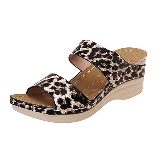 Orthopädische Keilsandalen， Lässige, Atmungsaktive Damen-Sandalen Mit Offener Zehenpartie Und Keilabsatz Für Den Sommer, Rutschfeste Atmungsaktive Orthopädische Hausschuhe Vintage-Stil(D,35 EU) von YJMZDZQ