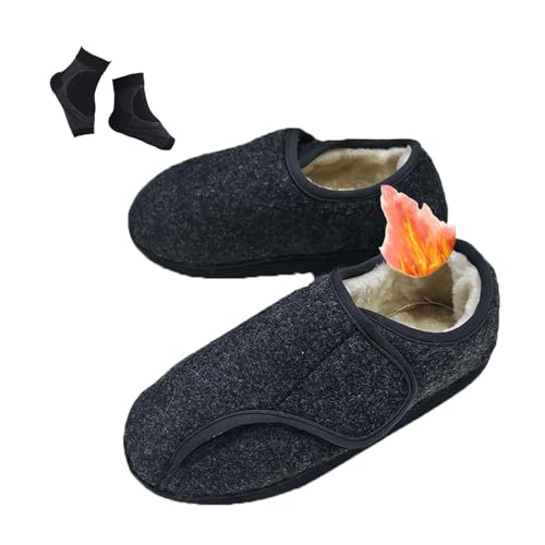 Schuhe Für Geschwollene Füße, Herren-Winterschuhe Aus Thermofleece, Rutschfest Verstellbar Orthopädisch Für Diabetiker, Lässige Rutschfeste Outdoor-Sneaker, Für Menschen, Plantarfasziitis(Black,42 EU) Schuhe Für Geschwollene Füße, Herren-Winterschuhe Aus Thermofleece, Rutschfest Verstellbar Orthopädisch Für Diabetiker, Lässige Rutschfeste Outdoor-Sneaker, Für Menschen, Plantarfasziitis(Black,42 EU) von YJMZDZQ