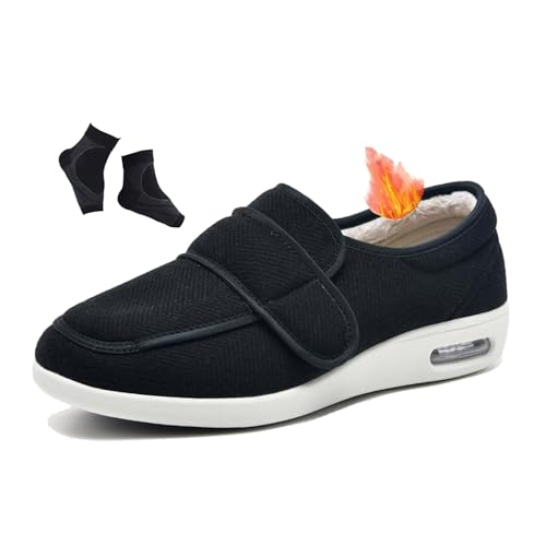 Thermo-Winterschuhe Für Diabetiker, Herren-Diabetikerschuhe Mit Memory-Schaum-Futter Und Extra Weiter Passform, Rutschfeste Bequeme Schuhe Bei Plantarfasziitis, Bei Plantarfasziitis(Black,46 EU) von YJMZDZQ