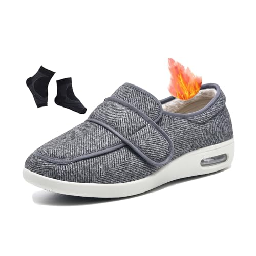 Thermo-Winterschuhe Für Diabetiker, Herren-Diabetikerschuhe Mit Memory-Schaum-Futter Und Extra Weiter Passform, Rutschfeste Bequeme Schuhe Bei Plantarfasziitis, Bei Plantarfasziitis(Gris,41 EU) von YJMZDZQ