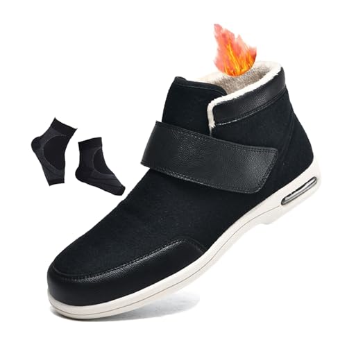 Verstellbare Herren-Winterschuhe Mit Thermo-Fleecefutter Für Diabetiker Mit Geschwollenen Füßen, Leichter Leicht Zu Schließender Orthopädischer Und Rutschfester Sneaker, Bei Arthritis(Black,47 EU) Verstellbare Herren-Winterschuhe Mit Thermo-Fleecefutter Für Diabetiker Mit Geschwollenen Füßen, Leichter Leicht Zu Schließender Orthopädischer Und Rutschfester Sneaker, Bei Arthritis(Black,47 EU) von YJMZDZQ
